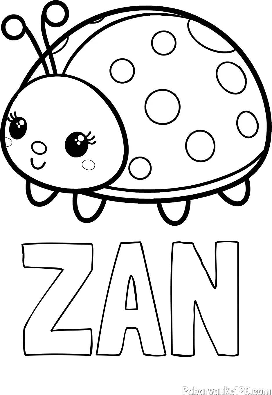 Pobarvanka imena ŽAN in pobarvanka ljubke pikapolonice