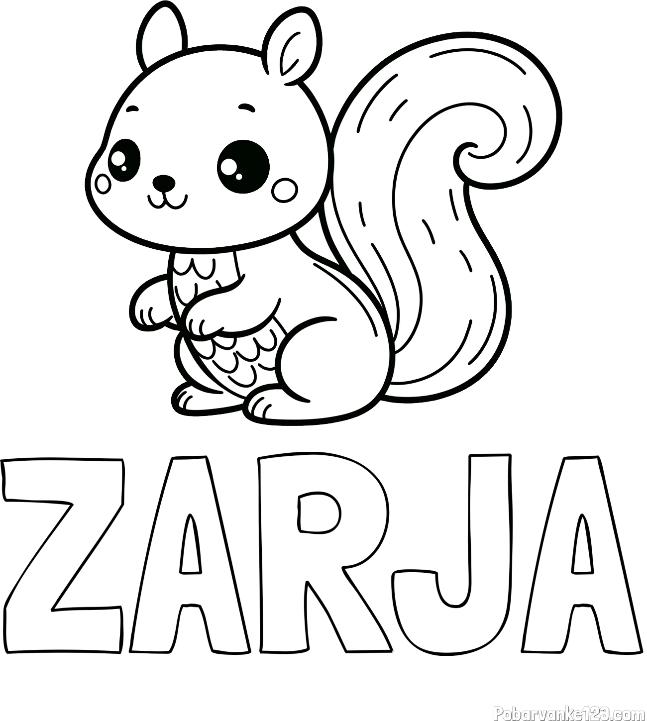 Pobarvanka imena ZARJA in pobarvanka ljubke veverice