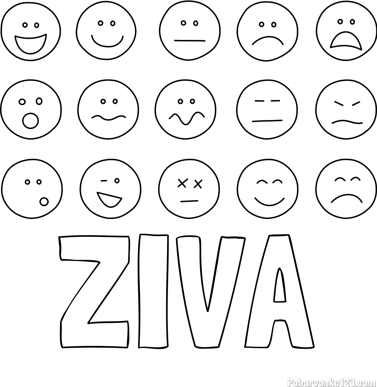 Pobarvanka imena ŽIVA in pobarvanka smeškov