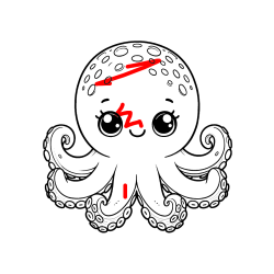 Pobarvana pobarvanka - Otroška pobarvanka ljubke hobotnice