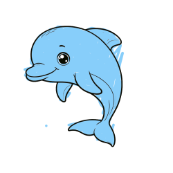 Pobarvana pobarvanka - Otroška pobarvanka ljubkega delfina