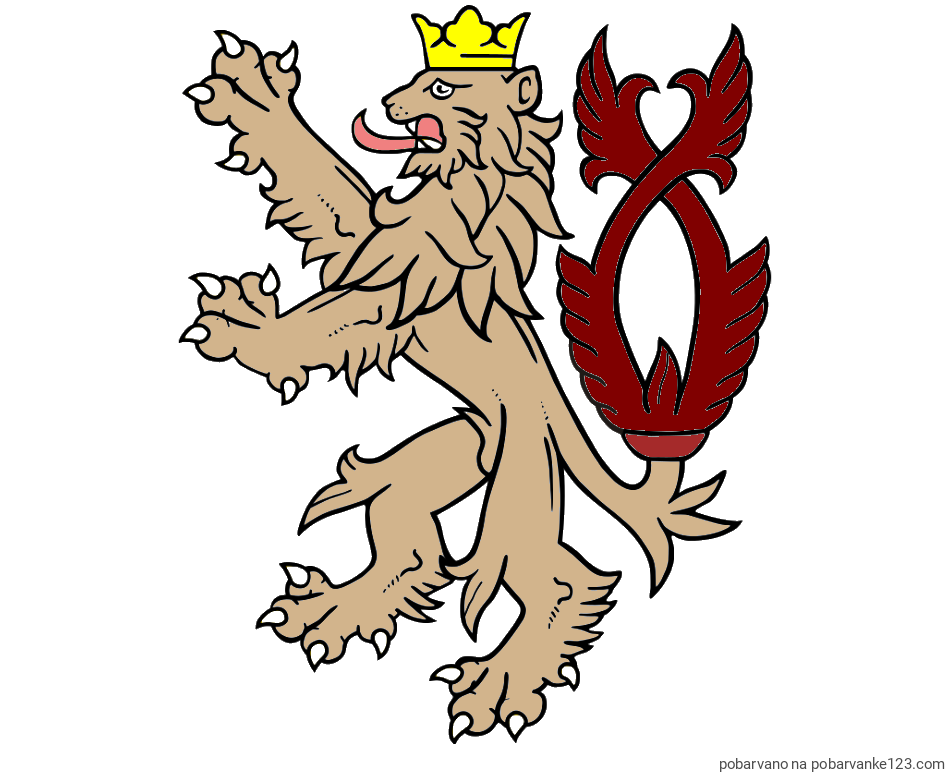 POBARVANA POBARVANKA - Pobarvanka abstraktno upodobljenega leva s krono