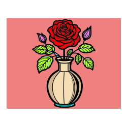 Pobarvana pobarvanka - Pobarvanka čudovite vrtnice v vazi