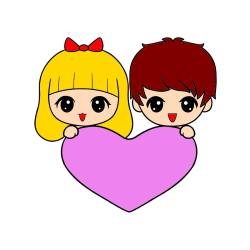 Pobarvana pobarvanka - Pobarvanka fantka in deklice, ki objemata srček