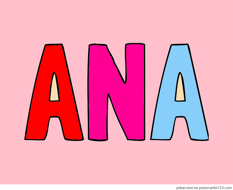 POBARVANA POBARVANKA - Pobarvanka imena ANA