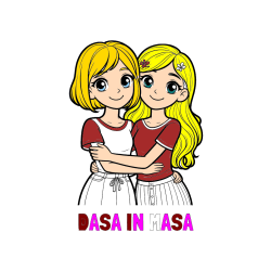 Pobarvana pobarvanka - Pobarvanka imena DAŠA IN MAŠA in pobarvanka ljubkih prijateljic