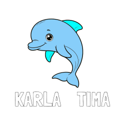 Pobarvana pobarvanka - Pobarvanka imena KARLA    TIMA in otroška pobarvanka ljubkega delfina