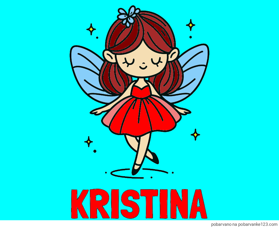 POBARVANA POBARVANKA - Pobarvanka imena KRISTINA in enostavna pobarvanka čarobne vile