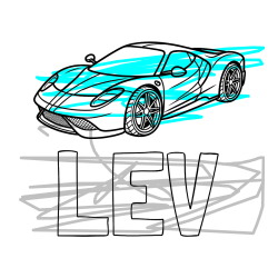 Pobarvana pobarvanka - Pobarvanka imena LEV in pobarvanka dirkalnega avtomobila