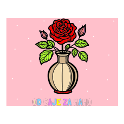 Pobarvana pobarvanka - Pobarvanka imena OD GAJE ZA MAMO in pobarvanka čudovite vrtnice v vazi