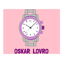 Pobarvana pobarvanka - Pobarvanka imena OSKAR  LOVRO in pobarvanka ročne ure