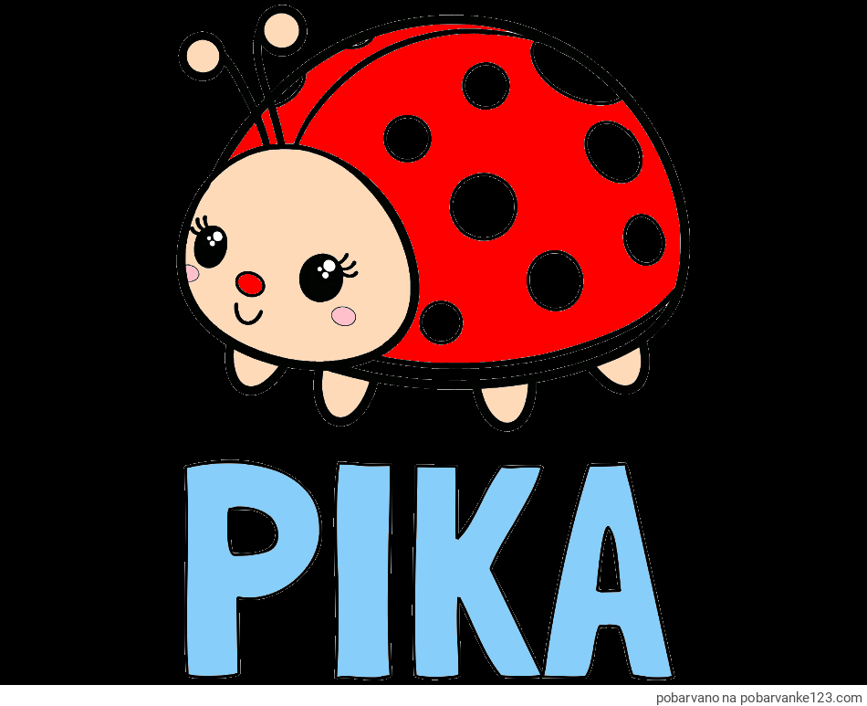 POBARVANA POBARVANKA - Pobarvanka imena PIKA in pobarvanka ljubke pikapolonice