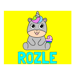 Pobarvana pobarvanka - Pobarvanka imena ROŽLE in pobarvanka čudovitega samoroga Unicorn