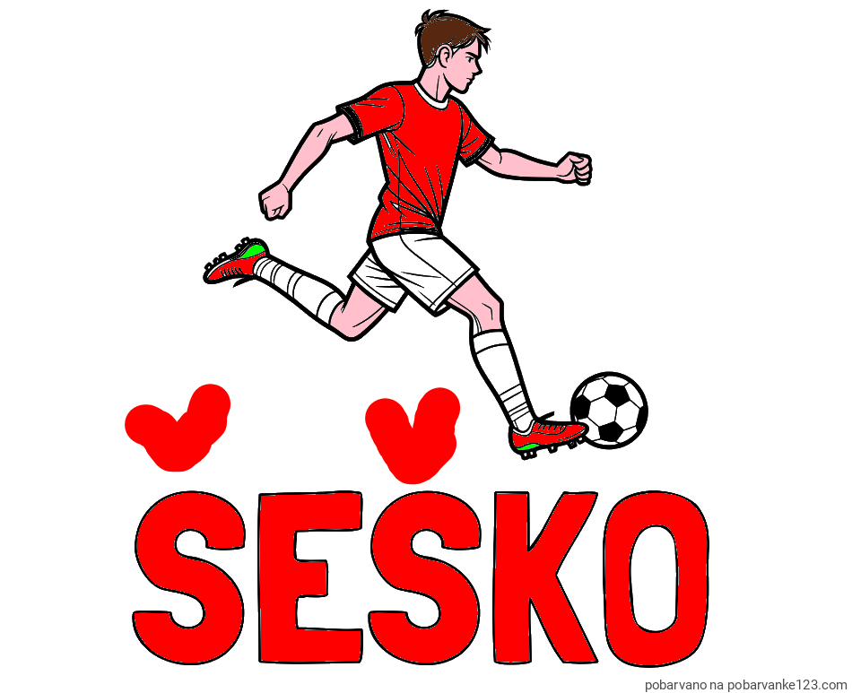 POBARVANA POBARVANKA - Pobarvanka imena ŠEŠKO in pobarvanka nogometaša v napadu