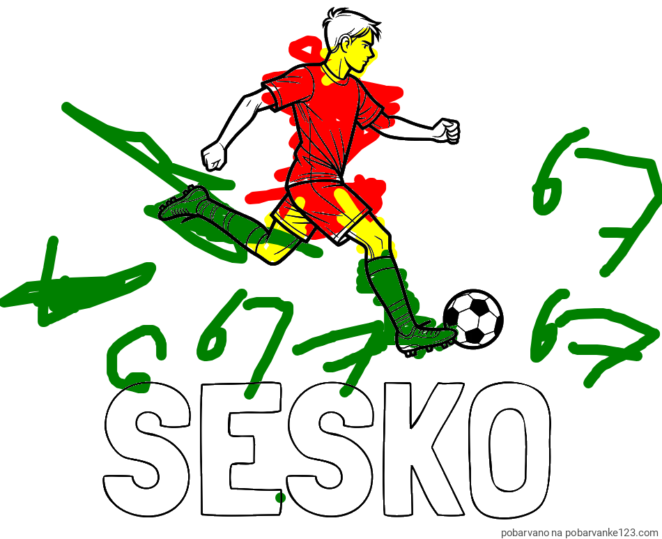 POBARVANA POBARVANKA - Pobarvanka imena ŠEŠKO in pobarvanka nogometaša v napadu