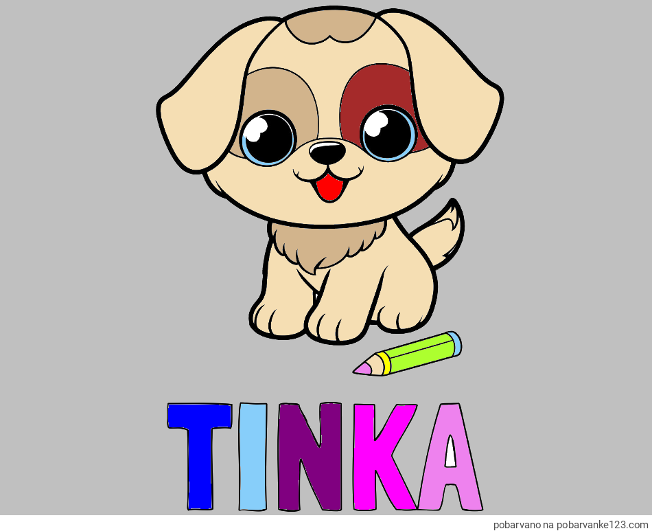 POBARVANA POBARVANKA - Pobarvanka imena TINKA in pobarvanka prikupnega kužka