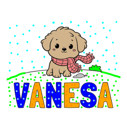 Pobarvana pobarvanka - Pobarvanka imena VANESA in pobarvanka prikupnega psička