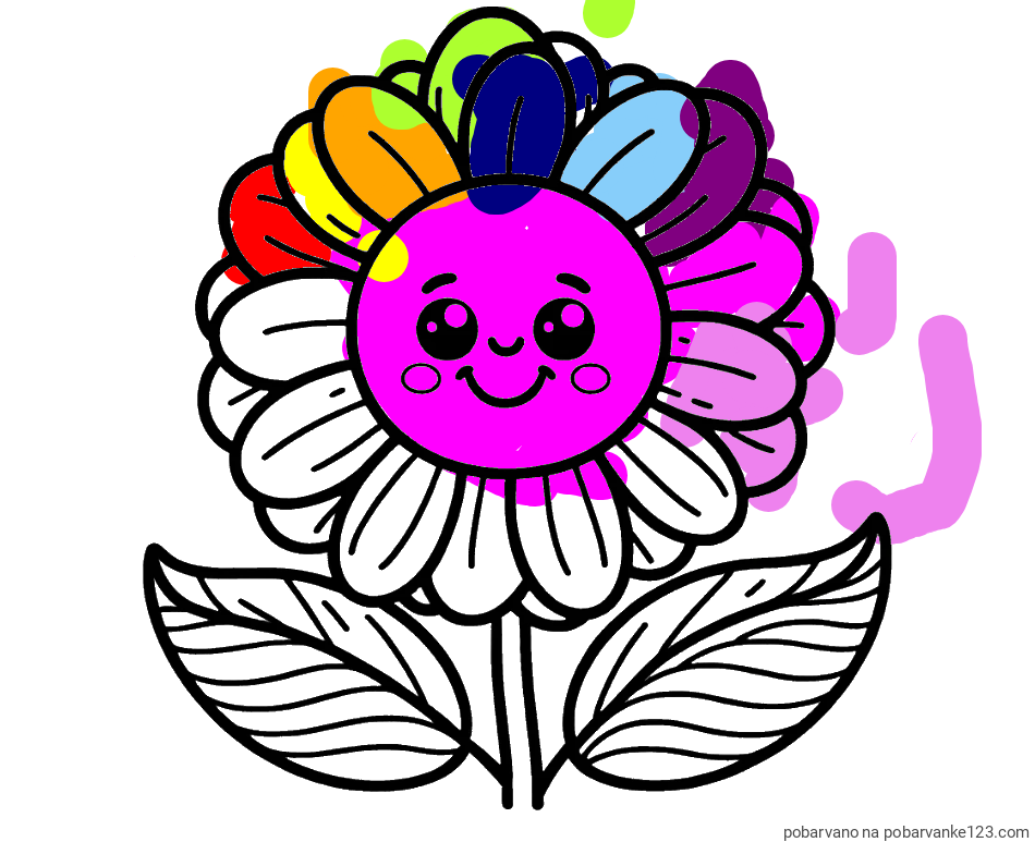 POBARVANA POBARVANKA - Pobarvanka ljubke in nasmejane rože