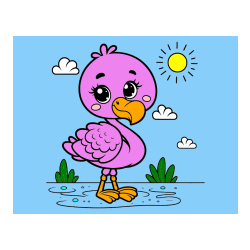 Pobarvana pobarvanka - Pobarvanka ljubkega flaminga