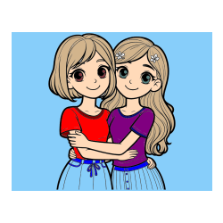 Pobarvana pobarvanka - Pobarvanka ljubkih prijateljic