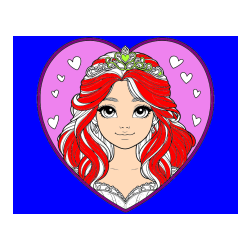 Pobarvana pobarvanka - Pobarvanka princeske ter srčkov