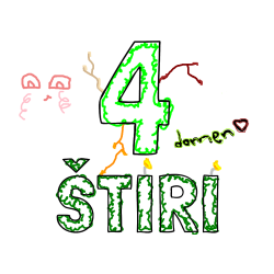 Pobarvana pobarvanka - Pobarvanka števila štiri z zapisom imena