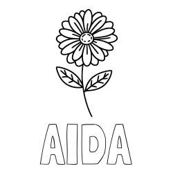 Online izdelana pobarvanka - Pobarvanka imena AIDA in pobarvanka rožice