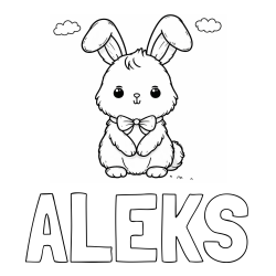 Online izdelana pobarvanka - Pobarvanka imena ALEKS in pobarvanka prikupnega zajčka