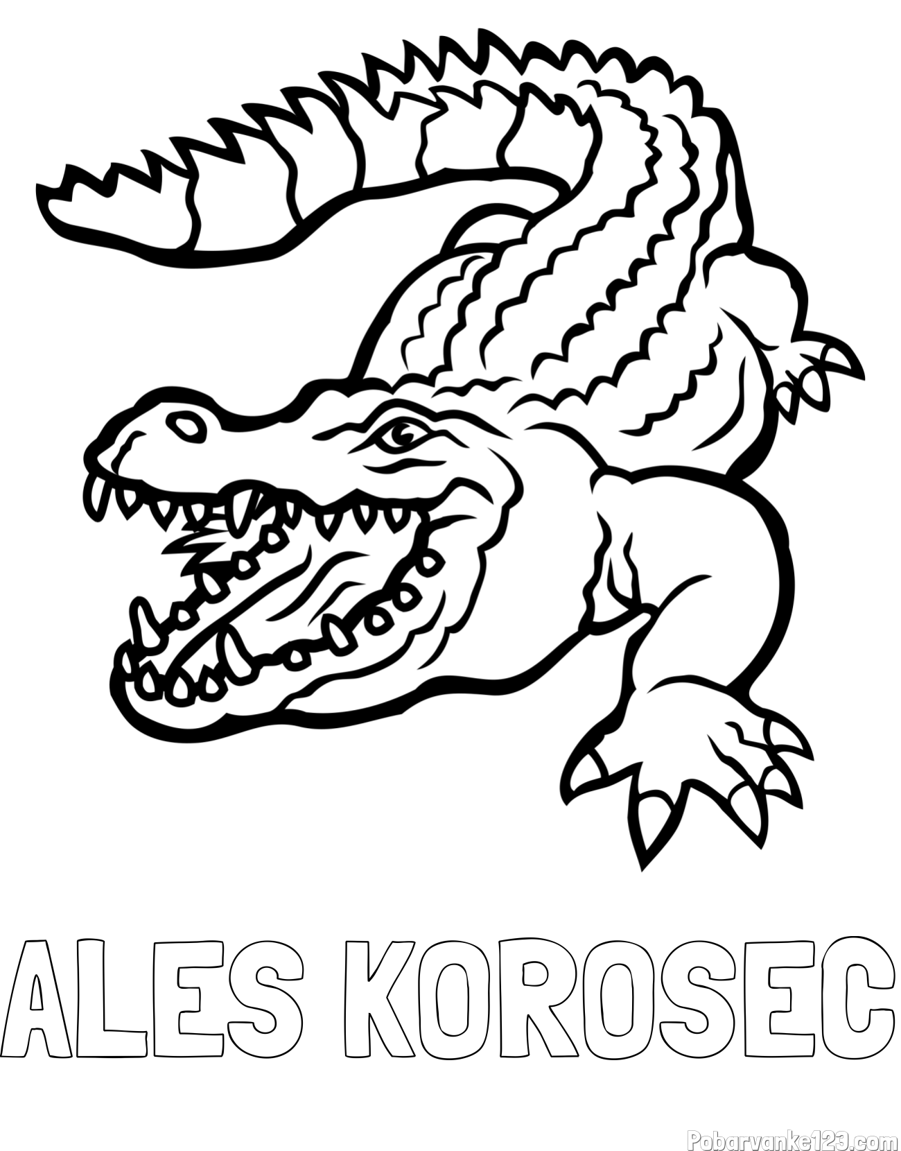Pobarvanka imena ALEŠ KOROŠEC in pobarvanka krokodila