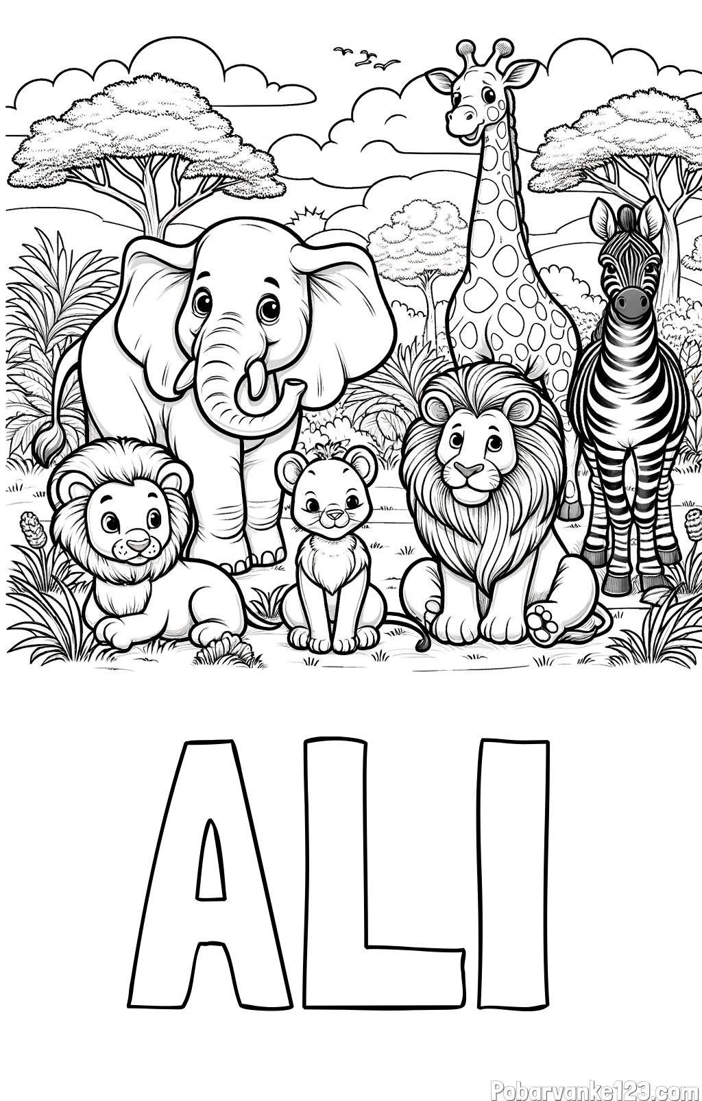 Pobarvanka imena ALI in pobarvanka ljubkih živali