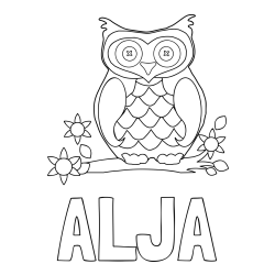 Online izdelana pobarvanka - Pobarvanka imena ALJA in pobarvanka sove