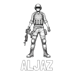 Online izdelana pobarvanka - Pobarvanka imena ALJAŽ in PUBG pobarvanka glavnega junaka narisanega od spredaj