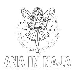 Online izdelana pobarvanka - Pobarvanka imena ANA IN NAJA in pobarvanka ljubke čarobne vile