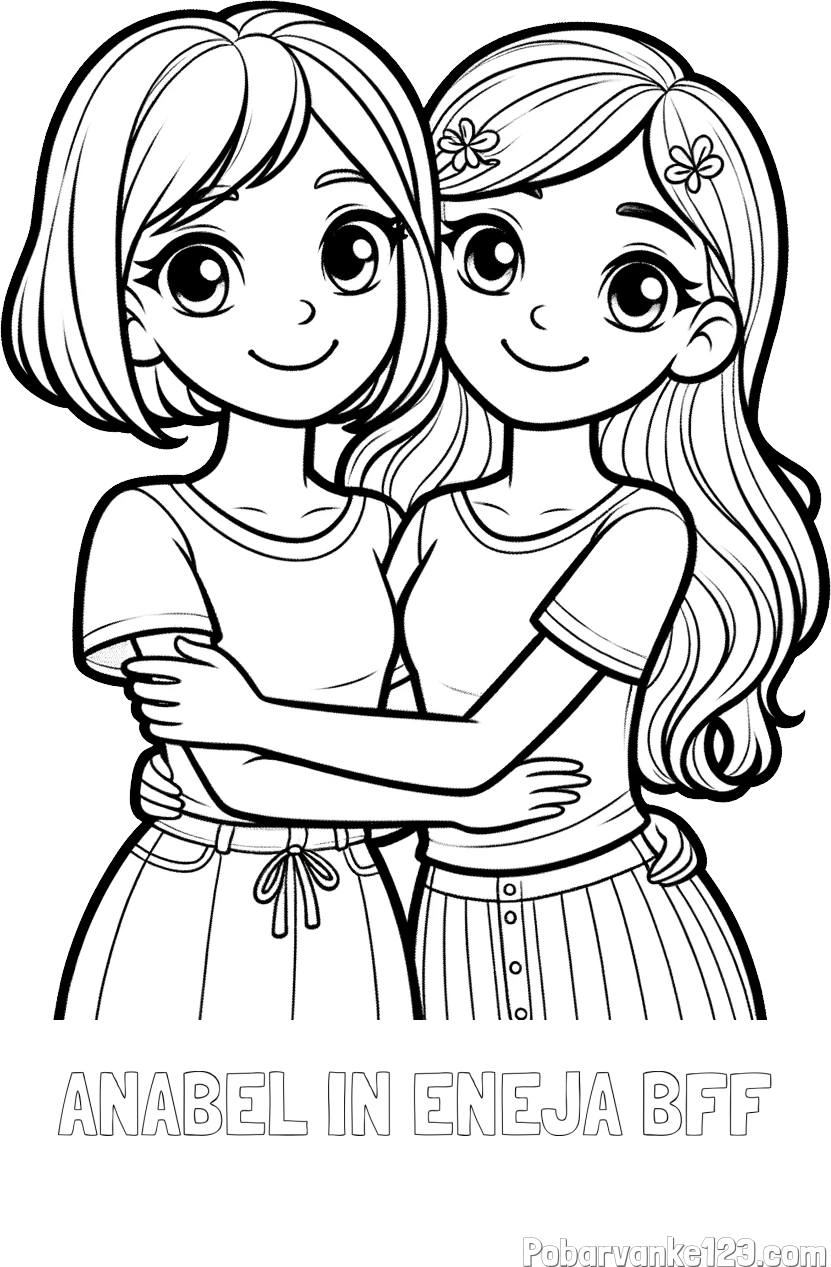 Pobarvanka imena ANABEL IN ENEJA BFF in pobarvanka ljubkih prijateljic
