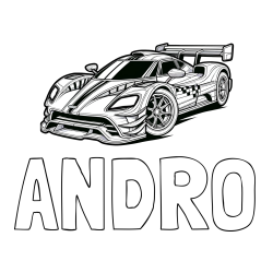 Online izdelana pobarvanka - Pobarvanka imena ANDRO in pobarvanka modernega športnega avtomobila
