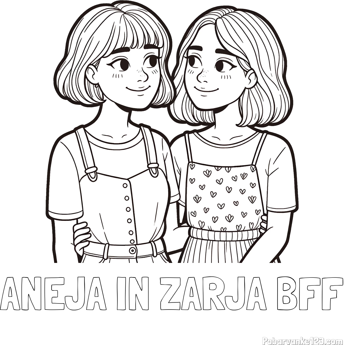 Pobarvanka imena ANEJA IN ZARJA BFF in pobarvanka dveh najboljših prijateljic