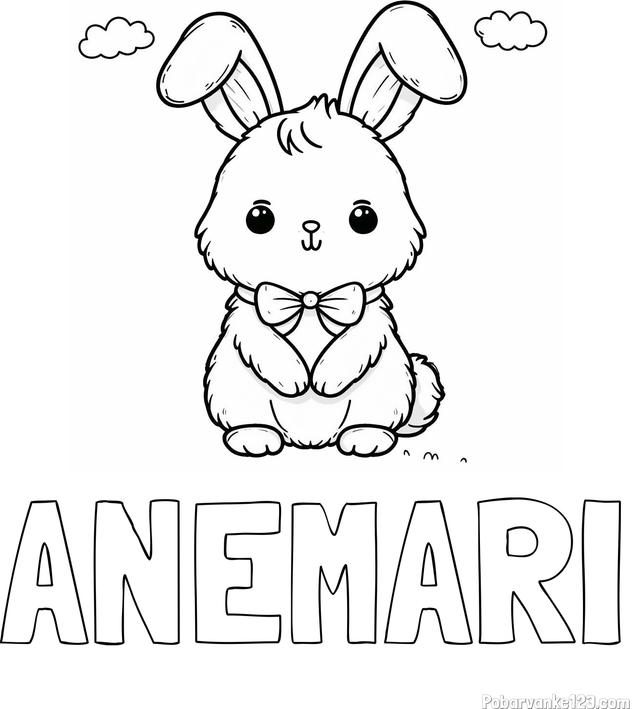 Pobarvanka imena ANEMARI in pobarvanka prikupnega zajčka
