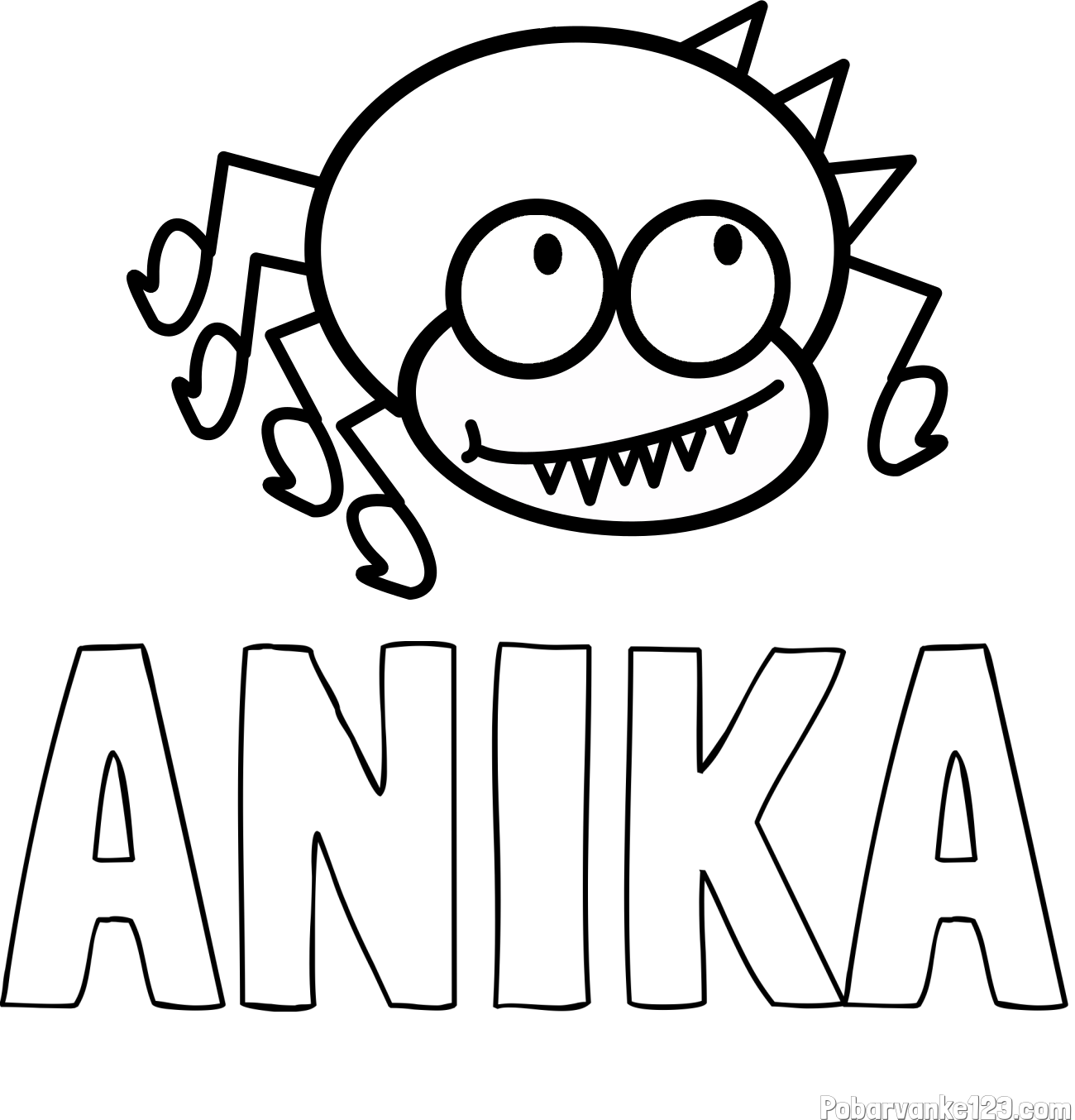 Pobarvanka imena ANIKA in pobarvanka smešnega pajka