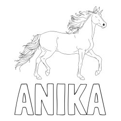 Online izdelana pobarvanka - Pobarvanka imena ANIKA in samorog