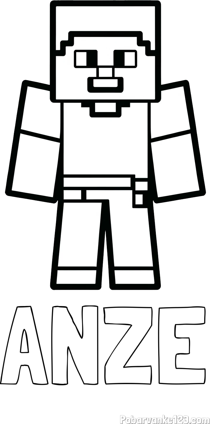 Pobarvanka imena ANŽE in pobarvanka Minecraft figurice