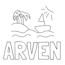 Online izdelana pobarvanka - Pobarvanka imena ARVEN in plaža
