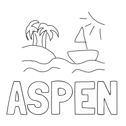 Online izdelana pobarvanka - Pobarvanka imena ASPEN in plaža