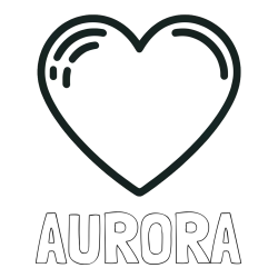 Online izdelana pobarvanka - Pobarvanka imena AURORA in pobarvanka lepega srčka