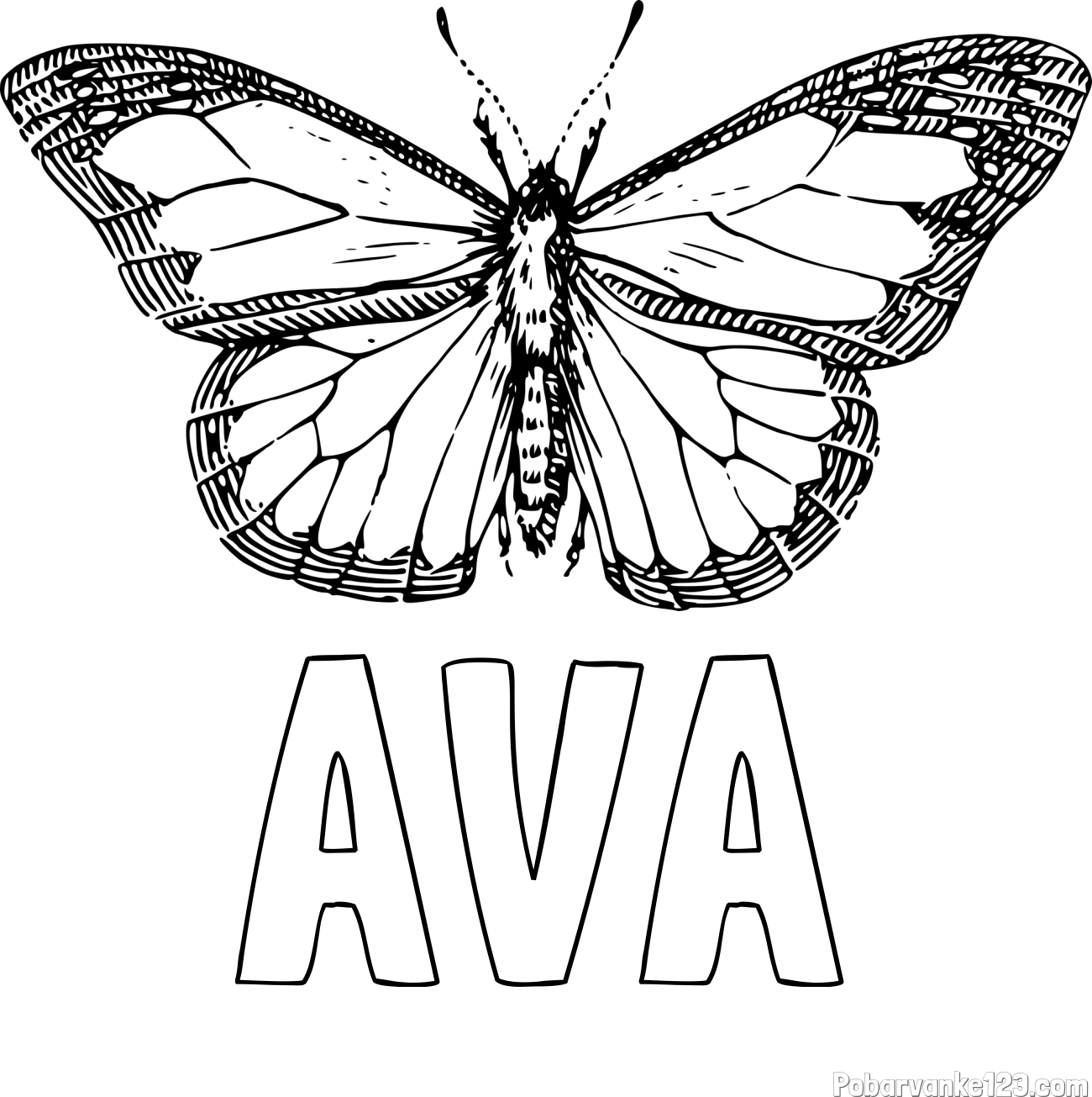Pobarvanka imena AVA in pobarvanka metulja