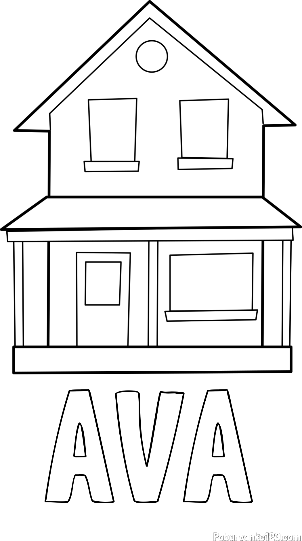 Pobarvanka imena AVA in pobarvanka preproste hiše
