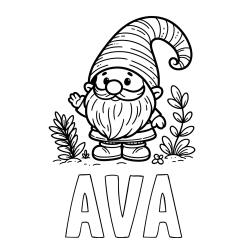 Online izdelana pobarvanka - Pobarvanka imena AVA in pobarvanka prijaznega škrata oz. palčka