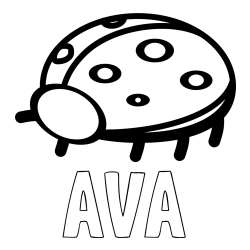 Online izdelana pobarvanka - Pobarvanka imena AVA in preprosta pobarvanka pikapolonice