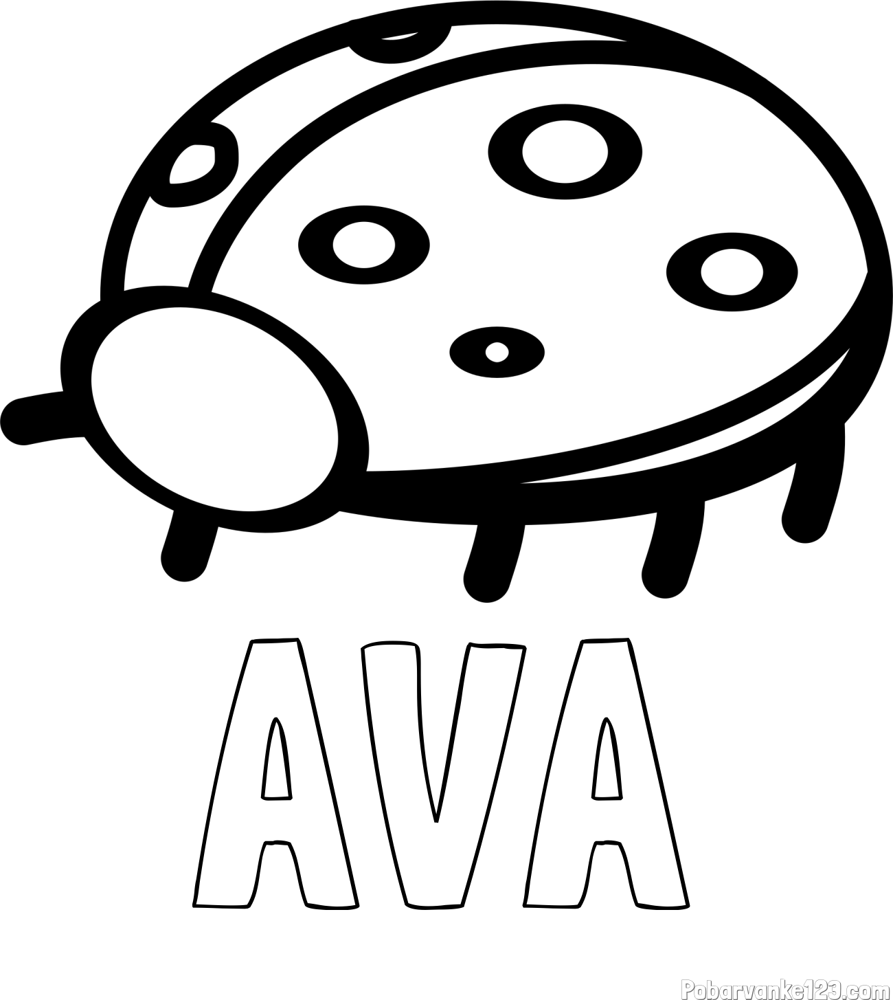 Pobarvanka imena AVA in preprosta pobarvanka pikapolonice