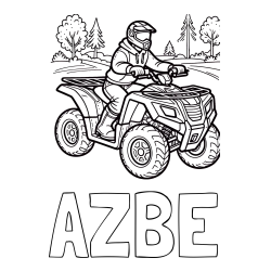 Online izdelana pobarvanka - Pobarvanka imena AŽBE in pobarvanka motorista na štirikolesniku