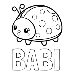 Online izdelana pobarvanka - Pobarvanka imena BABI in pobarvanka ljubke pikapolonice